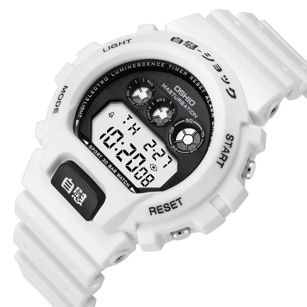Masturbation Shock Digital Watch Omeco Watch Watch Homage Watch Golf Watch Golf Watch [OMECO] Men's Men's (Tissue White)