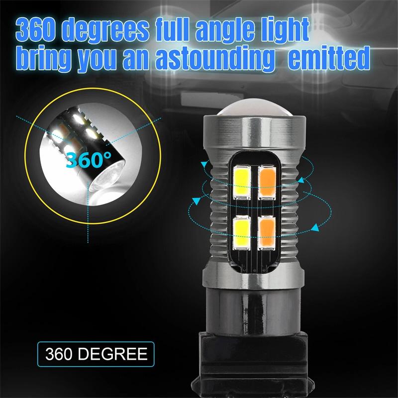 10X Led Light Dual Color Bulb T25 3157 P27-7W 5630 20Smd Canbus Car Brake Reverse Lamp Turn Signal White Amber