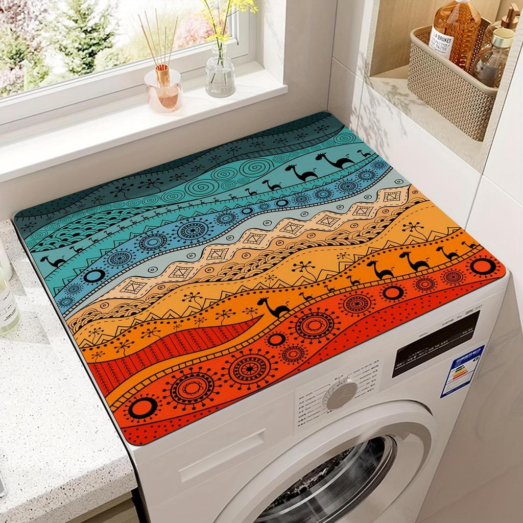 Universal Quick-Dry Stain-Resistant Washing Machine Lid Pad: Water-Absorbent, Easy-to-Clean, Dustproof, Cross-Border Roller Design for Home Use.