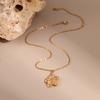 GEMCHIC Women's Gold Flower Necklace Set with Dangle Earrings and Ring, Luxury Titanium Steel Jewelry