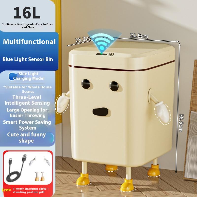 Intelligent Sensor Trash Can Household New High-value Living Room Bedroom Kitchen Toilet Large Cartoon Creative Cute