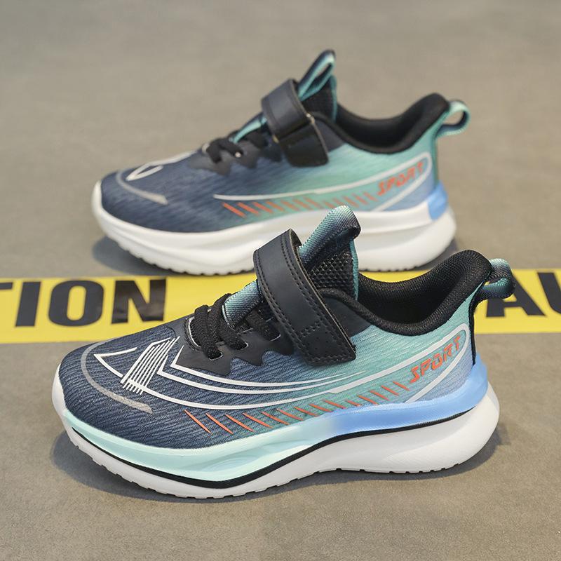 Children's red rabbit running shoes mesh breathable medium and large children's Velcro boys non-slip elementary school students Velcro sneakers