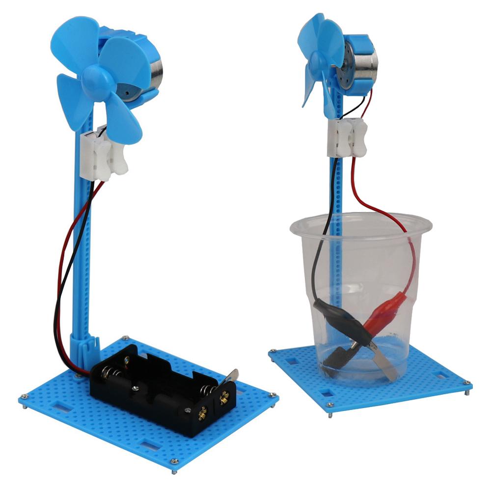 Physics STEM Technology Gadget Kids Science Toys 2In1 Brine Power Electric Fan Educational Toys for Children DIY Craft Toy