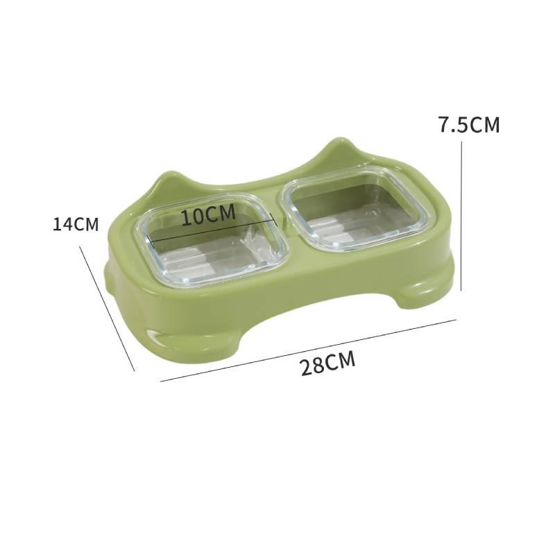 

Миска для кошек с двойной конструкцией из стекла и АБС-пластика для кормления и питья для кошек зелёный