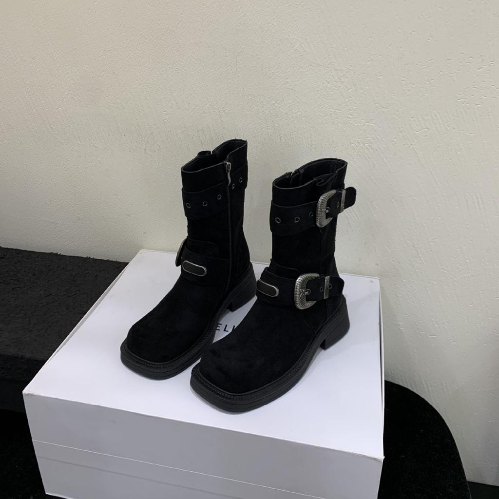 Coarse heel French British style retro western cowboy short boots women's boots autumn 2025 new models