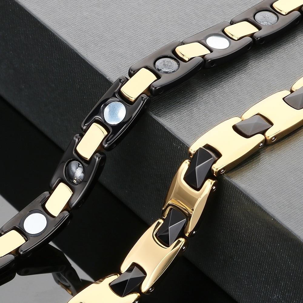 Herren Magnettherapie Germanium Armbänder für Herren Vakuumbeschichteter Wolframstahl Hypoallergener Gesundheitsschmuck Mode Geschenke für Ihn