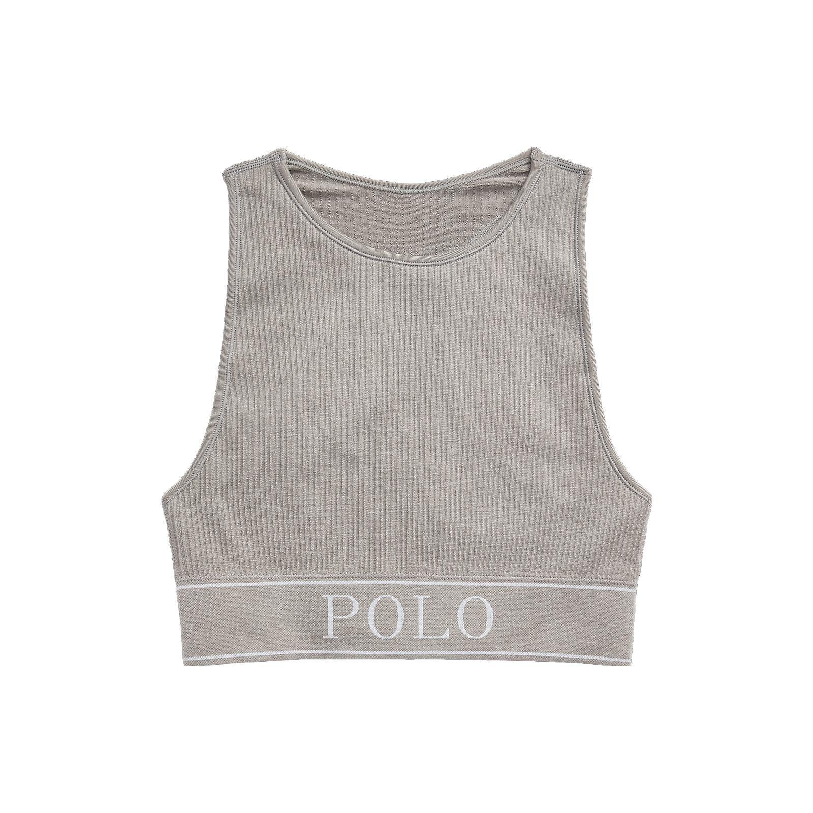 

Майка Polo Ralph Lauren однотонная приталенного кроя с принтом логотипа женская топы серый WMPOUNDNDV20001-410 XS