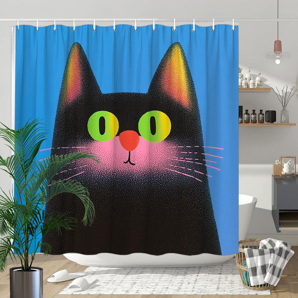 Playful Cat Shower Curtain: Embrace the Fun Design, Soft Fabric, and Whimsical Vibes for Your Quirky Bathroom 90x180cm