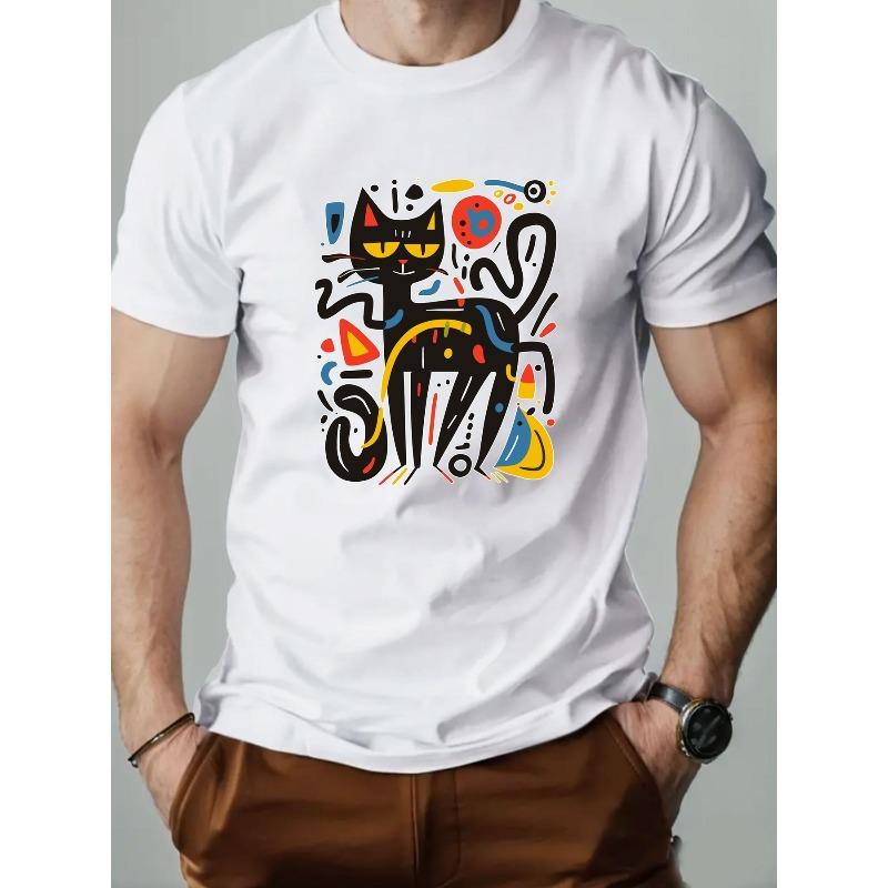 Men'S Short-Sleeve T-Shirt with a Kitten Pattern for Summer Casual Wear
