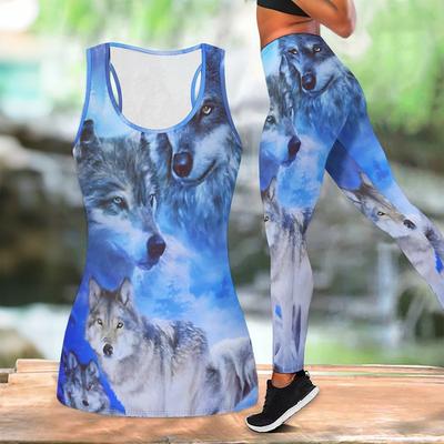 Conjunto de Yoga com Estampa Animal Print Flexível para Mulheres Moda Leggings de Treino Fitness Esportes Casual Conjunto de Yoga Traje Esportivo