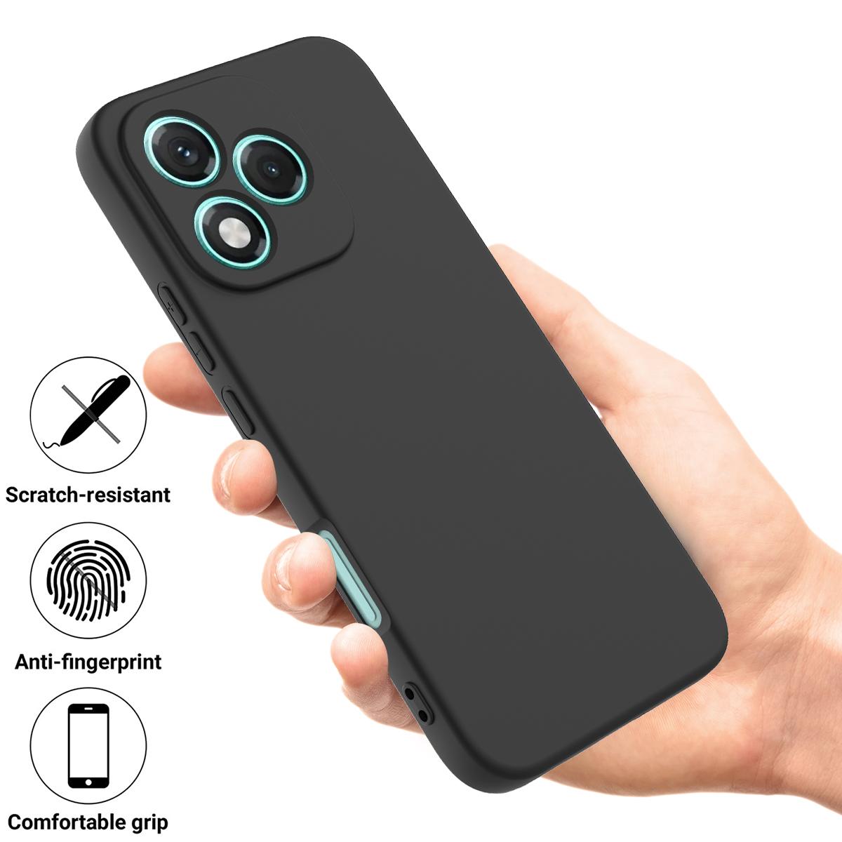 

For Honor 400 Lite Liquid Silicone Case Phone Back Cover with Hand Strap Green