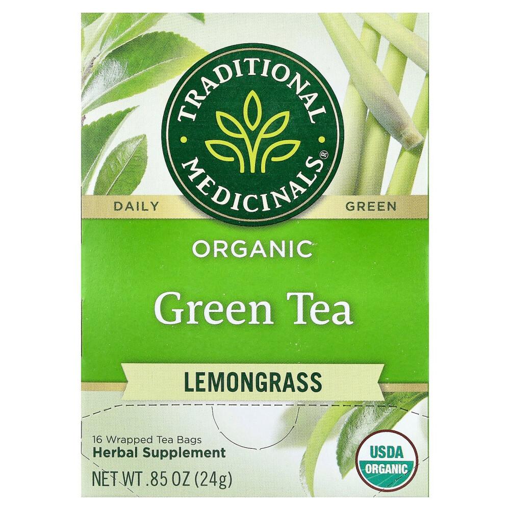 Traditional Medicinals Green Tea Lemongrass Tea Bags, 16 Count, 24g (0.85oz)