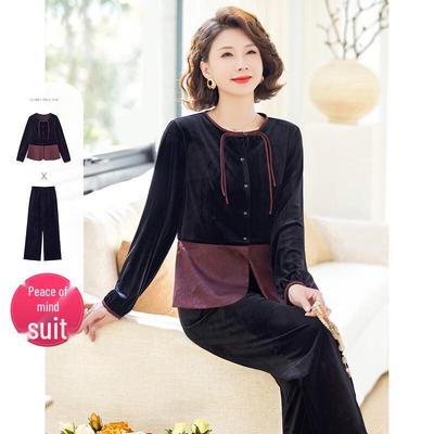 Parset Chinese Stijl Fluweel Twee Delig Pak voor Dames