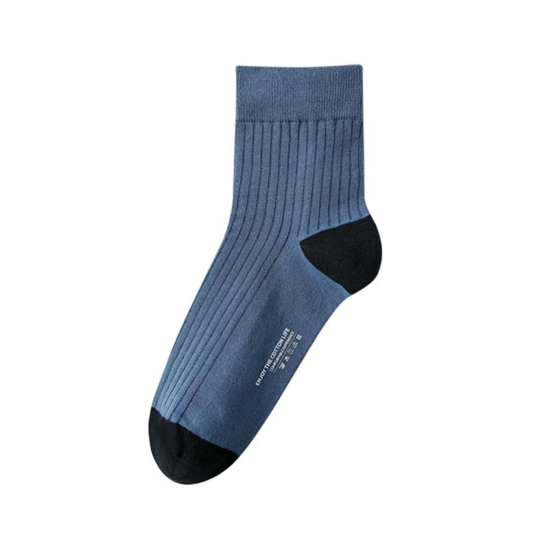 

Мужские весенне-осенние однотонные дышащие носки-трубы из чистого хлопка, впитывающие пот 1 pair синий