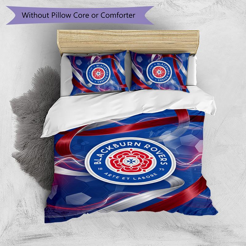 Blackburn Rovers Football Printed 3 Pieces Bedding Set, Comfortable Skin Friendly Bedroom Duvet Cover Set