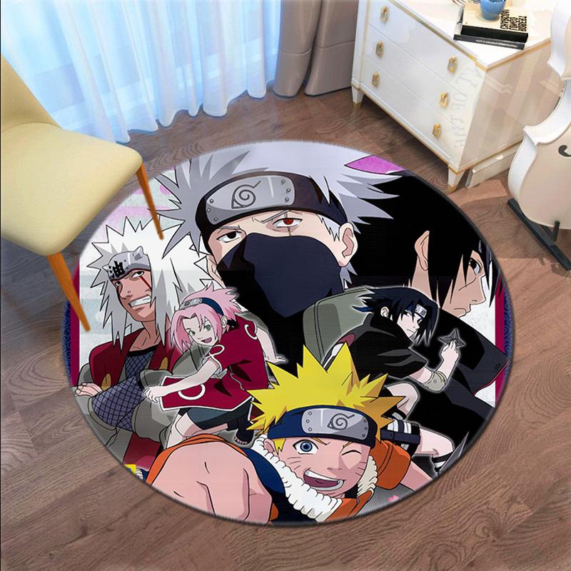 Famous Cartoon NARUTO Protagonist Uzumaki Naruto Round Carpet Soft Home Decoration Anti-slip Door Mat Outdoor Picnic Mat Carpet M7