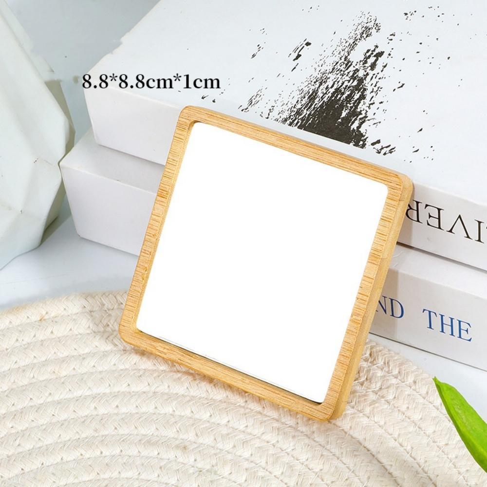 1Pcs Simple Wooden Portable Mirror Mini Small Makeup Mirrors Female Hand-held Beauty Tool Round mirror Make Up Tools