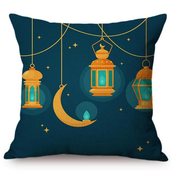 Modern Eid Mubarak Style Cushion Cover Ramadan Kareem Crescent New Moon Stars Lantern Mosque Car Decoration Pillow Case