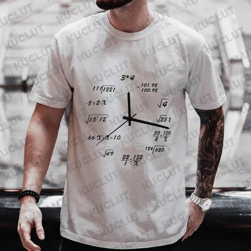 Lustiger Mathe-Uhr-Druck Herren T-Shirt Stilvolle Kleidung Kurzarm O-Ausschnitt Herren T-Shirt Kleidung Street T-Shirt Homme Oberteile Camisetas