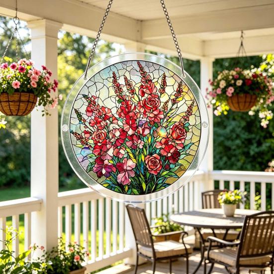 Stained Glass Style Puzzle Suncatcher, DIY Acrylic Jigsaw Puzzle for Adult, Colorful Window Hanging Ornaments for Home Garden Decor