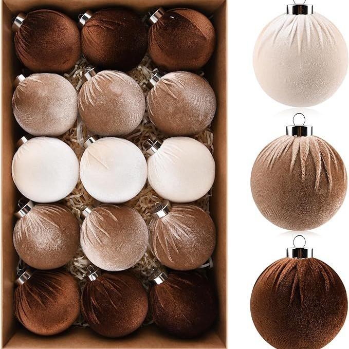 8cm/15PCS, Cloth Ball, Christmas Ball, Decorative Ornaments, Christmas Decoration Hanging Ornaments, Party Decoration Props, Reusable