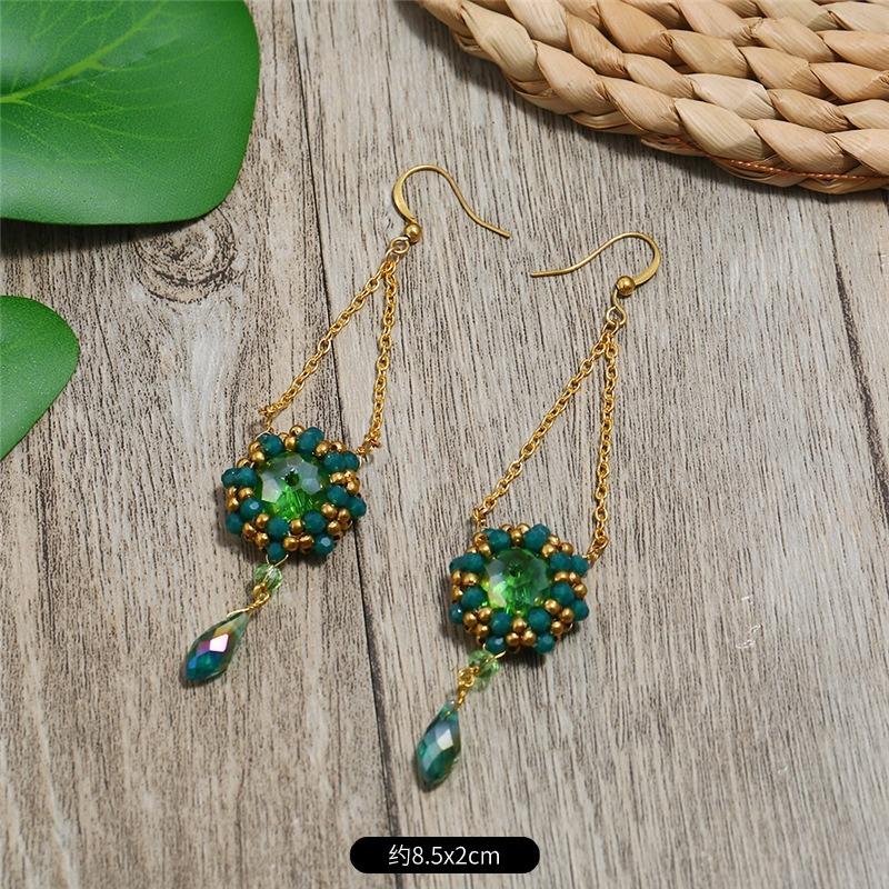 Bohemian Earrings Hand-woven Retro Vacation Versatile Temperament Earrings Women's Long Earrings