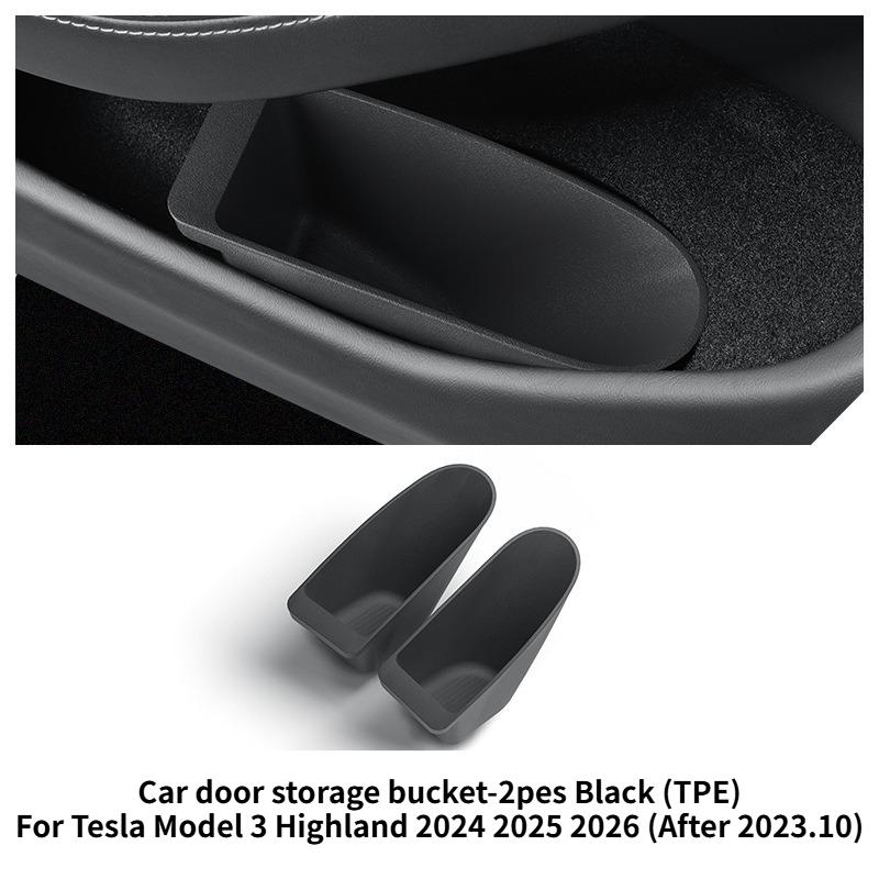 For Tesla Model Y/YL Juniper 2026 Car Door Trash Can TPE Door Side Storage Organizer Glove Box Model 3 Highland Car Accessories