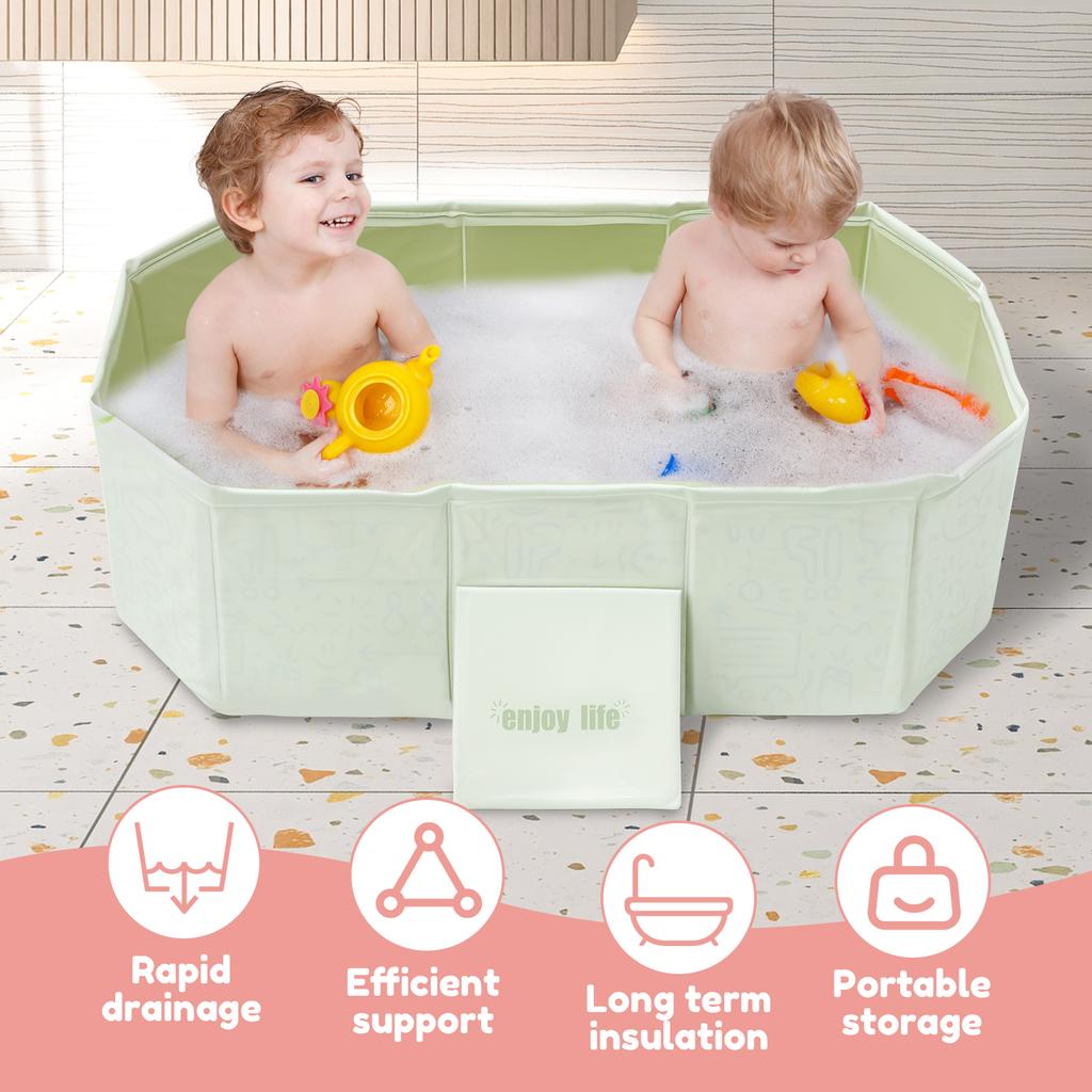 Foldable Baby Bathtub Portable Toddler Bathtub Shower Basin 2 Color Safe and Secure Thermal Bath Barrel for Children