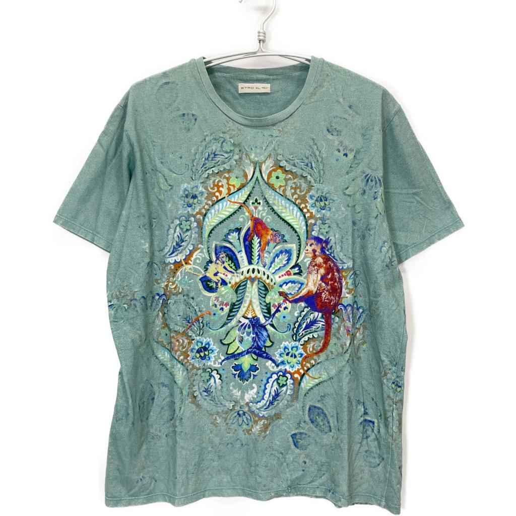 Etro Green Paisley T-shirt Tops XL greenUsed