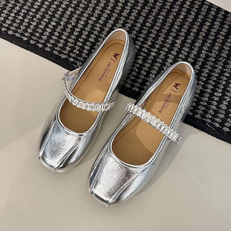 Beautiful matching skirt ballet Mary Jane single shoes women's spring and autumn new flat French small leather shoes women