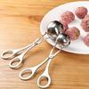2pc DIY Stainless Steel Meatball Maker Spoon, Non-Stick Fish Ball Squeezer with Long Handle, Versatile Manual Kitchen Tool for Meat and Rice Balls