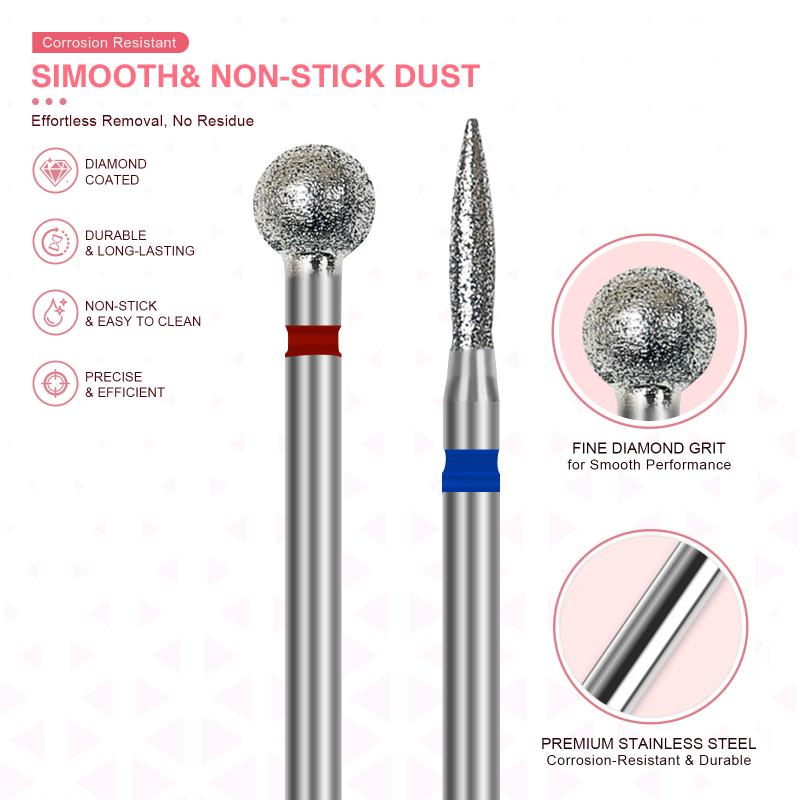 6Pcs Diamond Sand Nail Drill Bits Multi Functional Cuticle Polishing Set for Electric Manicure File Nail Care Routine Use
