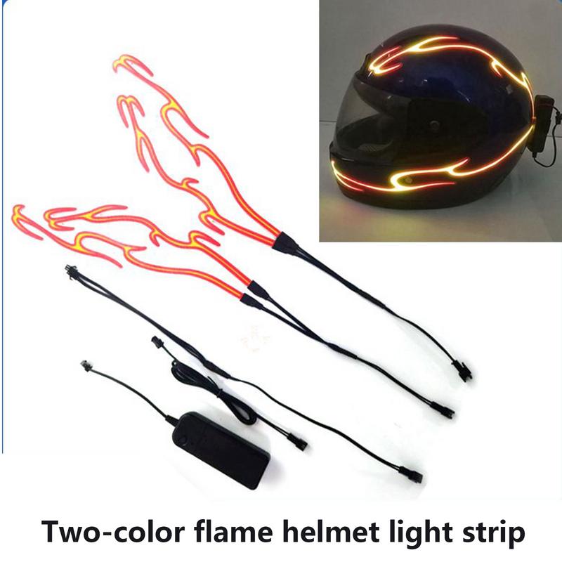 Strip Light Helmet Light Strip Decorative Headlight Two-Color Flame Cycling Lighting For Racing Women Men Offroad Travel