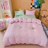 Iins Seersucker Washed Cotton Four-Piece Bedding Set Cotton Solid Color Quilt Cover Set Bedding Three-Piece Set Bed Sheet
