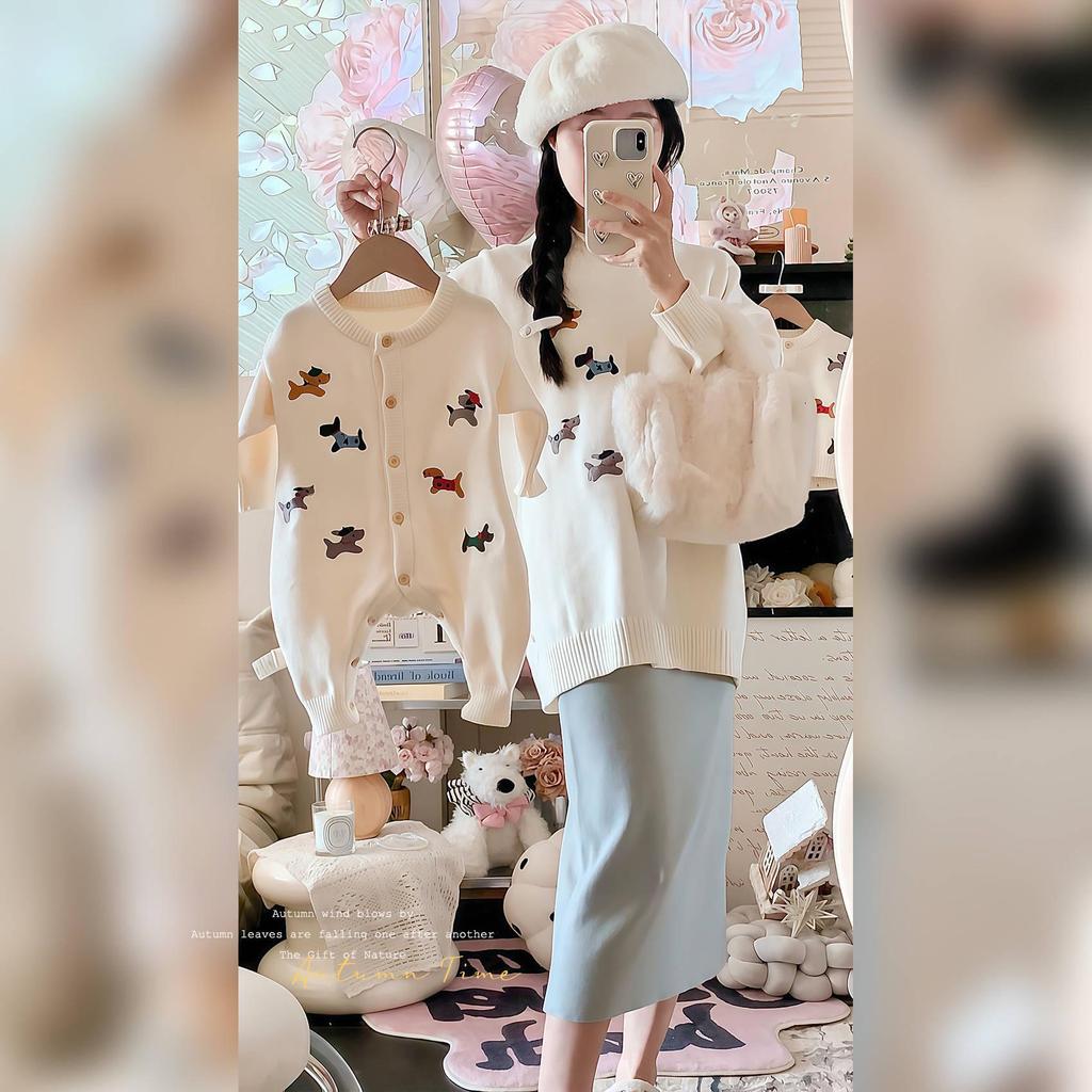 Premium Knitted Family Outfits for Spring & Autumn: Matching Sets for Parent-Child (3 or 4) - Mother-Son & Mother-Daughter Styles