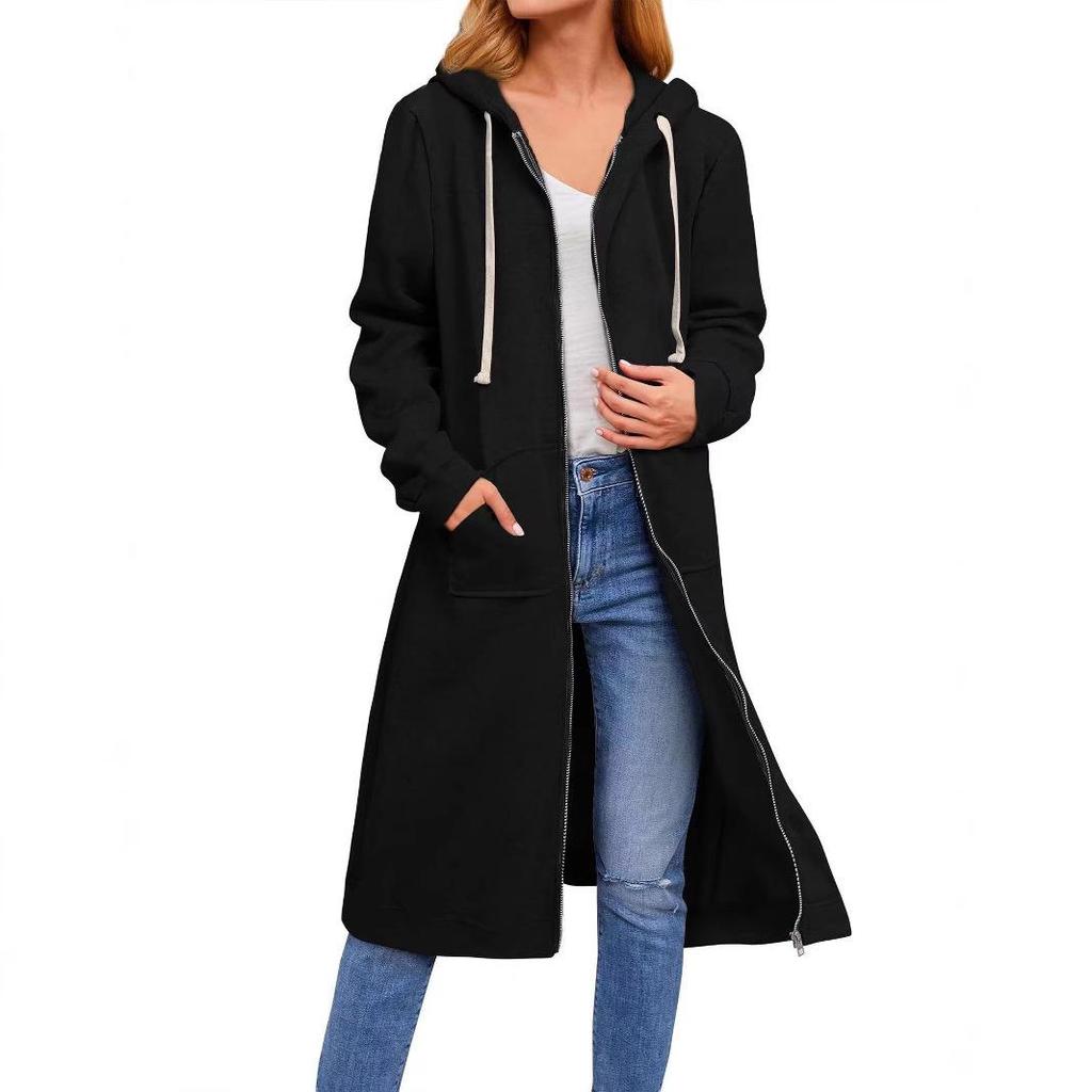 2025 Damen Große Größen Herbst/Winter Lockerer Reißverschluss Langer Strickjackenmantel