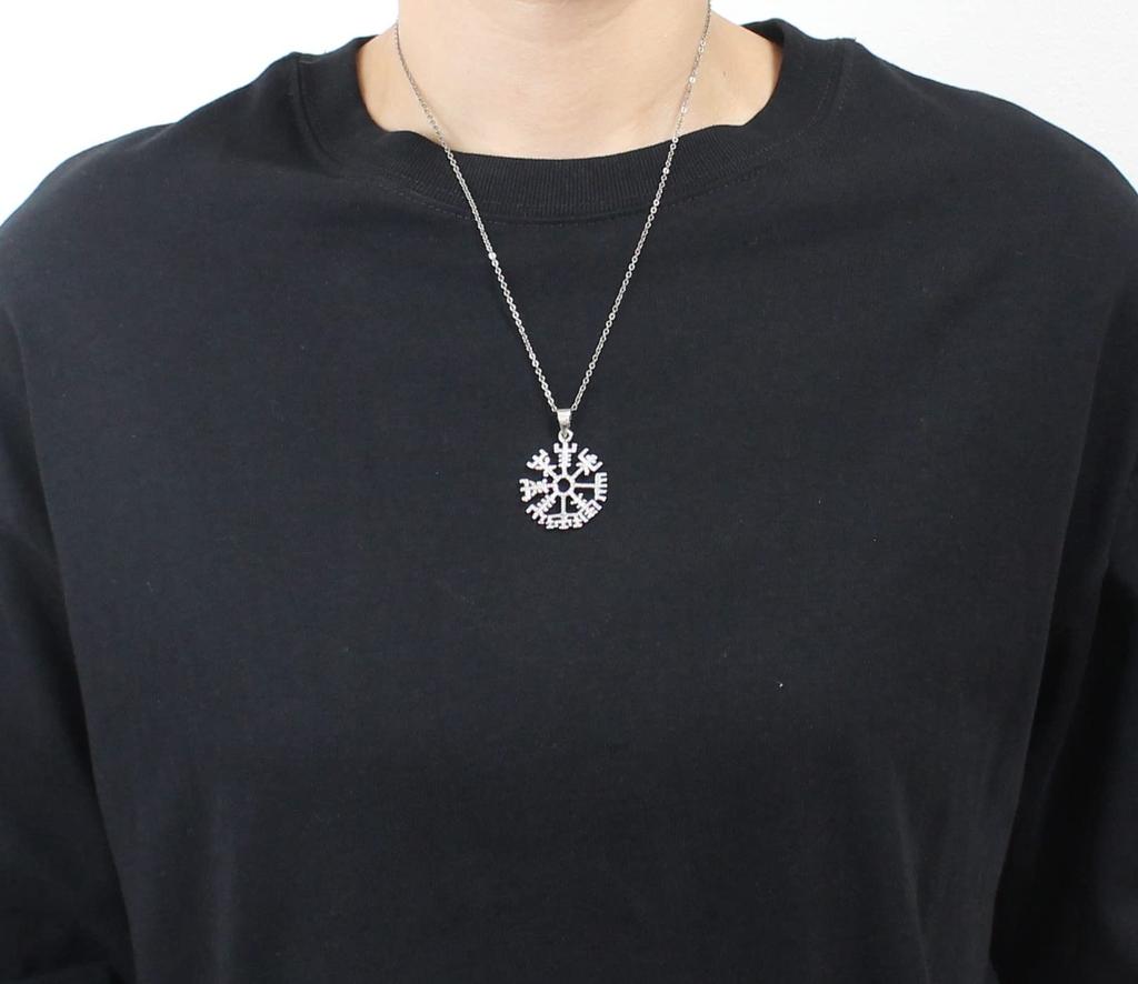 Vegvisir Viking Rune Nordic Compass Compass Silver 925 Pendant Pendant Top