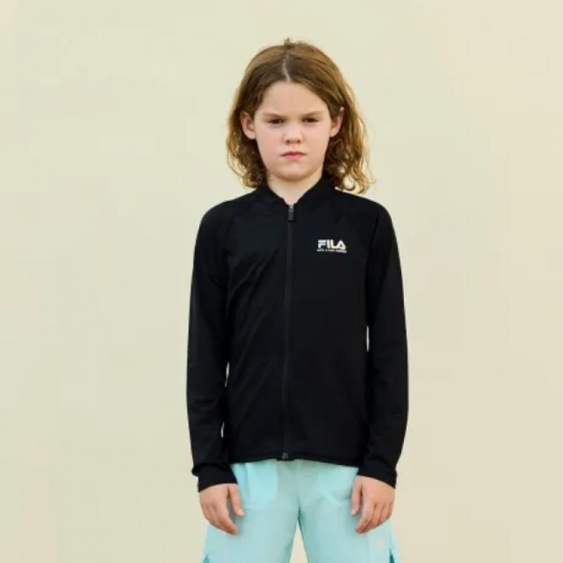[fila Kids] Aqua Zip Up Rash Guard  Fk2rtf2a02x Blk  q0zFk2rtf2a02xBlk