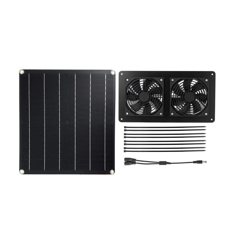 100W Solar Exhaust Fan Single/Dual/4pcs Powered Fans for Dog Chicken House Solars Panel  Air Extractor Mini Cooling Ventilator