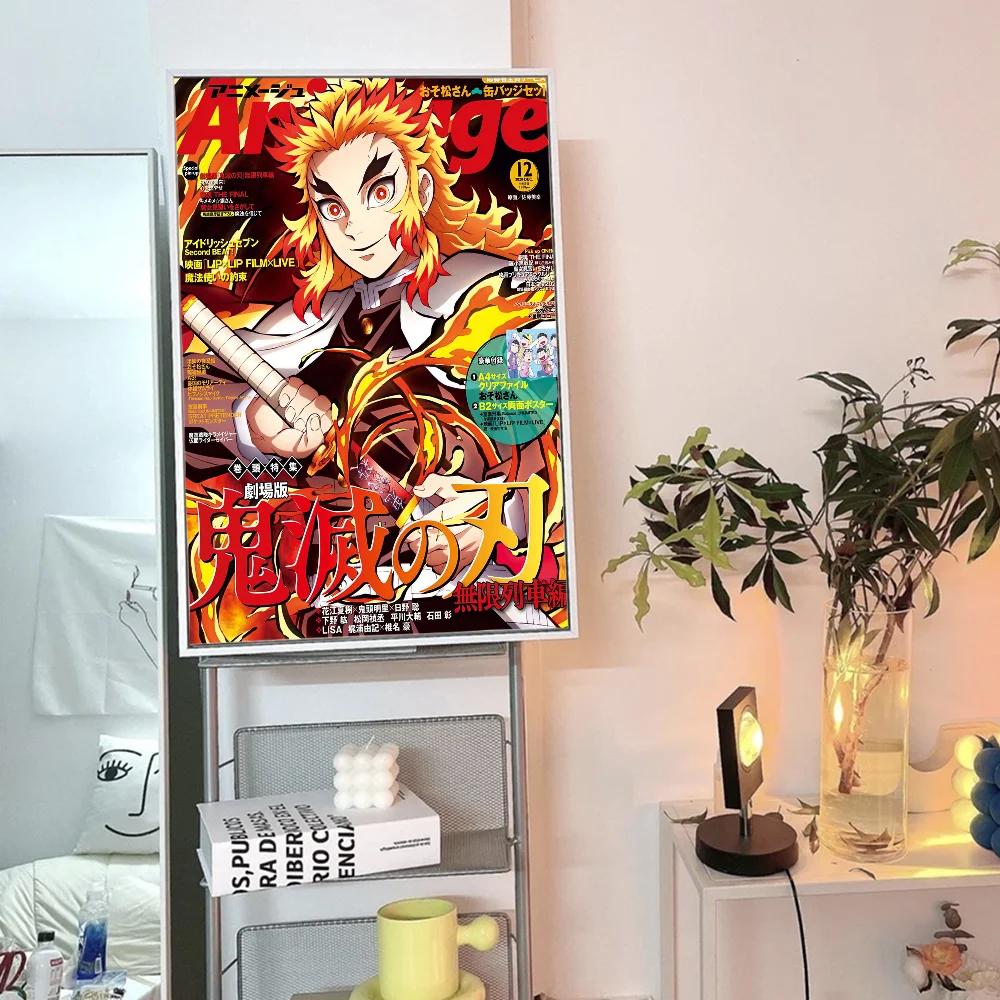 Anime Demon Slayer R-Rengoku Kyoujurou Poster Anime Poster Selbstklebend HD Qualität Wandkunst Retro Poster für Zuhause Kawaii Raumdeko
