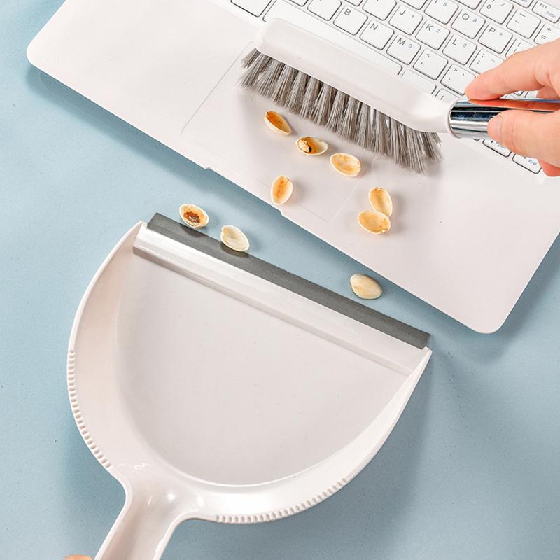 Desktop Mini Broom Dustpan Set With Handle Thick Brush Sweep For Home Hair Keyboard Pet Hair Cleaning Tool Labor Saving