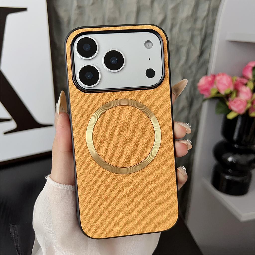 Luxury Fabric Leather Phone Case for IPhone Air 17 16 15 14 13 Pro MAX 15 16 Plus Magnetic Wireless Charging Protection Cover