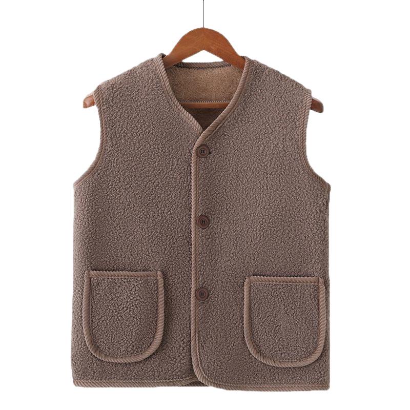 Spring & Autumn Lamb Wool Vest - New Thickened Warm Shawl for Mid-Aged Women