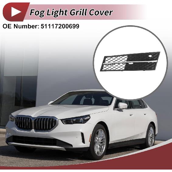 Fog Light Grill Front Lower Bumper Fog Light Cover Inserts for BMW 528i 2011-2013 ABS No.51117200699 Black