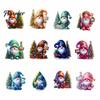 Festive Home Holiday Supplies 12Pcs Christmas Gnome Hanging Ornaments, 2D Flat Colorful Pendants, Acrylic Xmas Tree Indoor Party Wall Decorations with