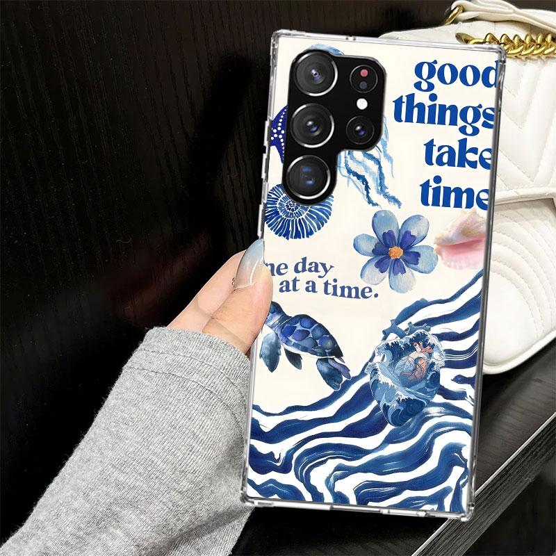 Ocean Starfish Sea Turtle Shark Case for Samsung Galaxy S25 S24 S23 S22 Ultra Soft Phone Cover S25 Edge S21 Plus S20 FE S10 + Bl