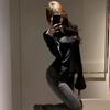 Women Sexy Solid Color Slim Chiffon Shirt Turn-down Collar Flare Sleeve Tunic Bandage Design Vintage Female Blouses Spring 2026