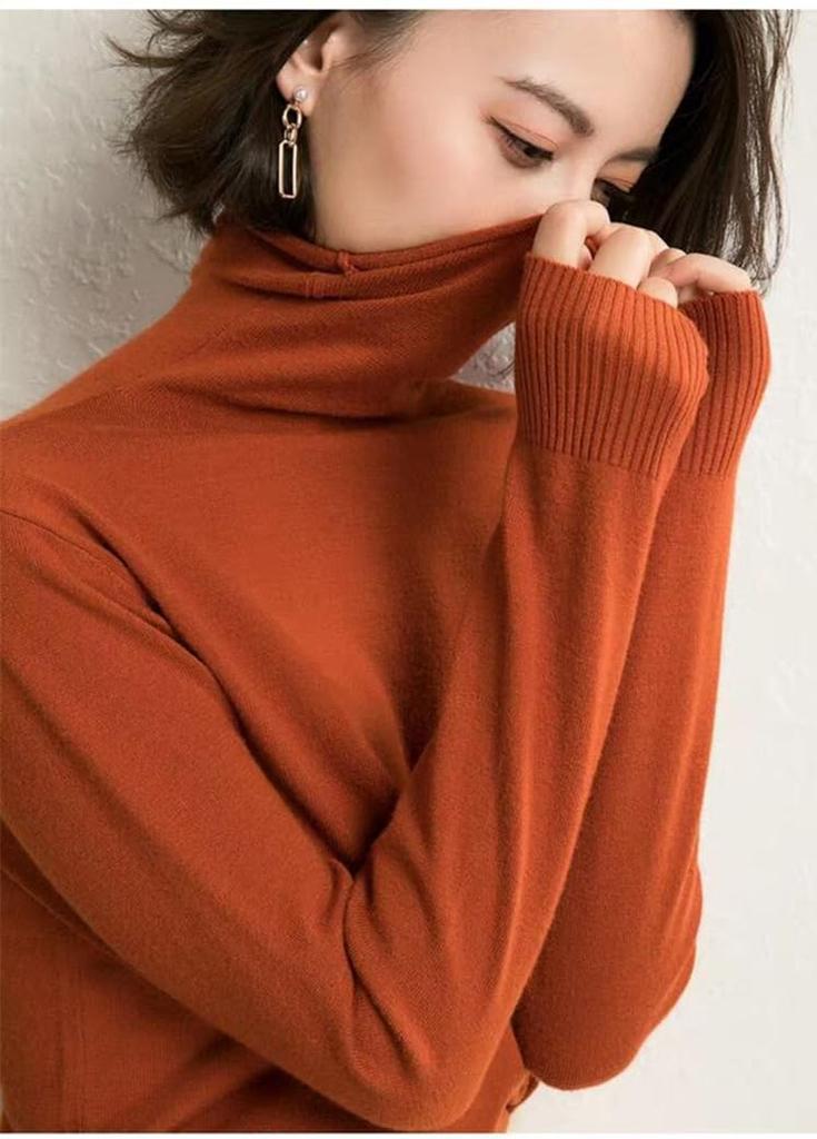 Knit Turtleneck Solid Fitted Soft 3D Slimming L'Avventura Women's High-Neck Sweater, Color, Innerwear, Knit, Figure-Flattening, Stylish, Cute, (M,