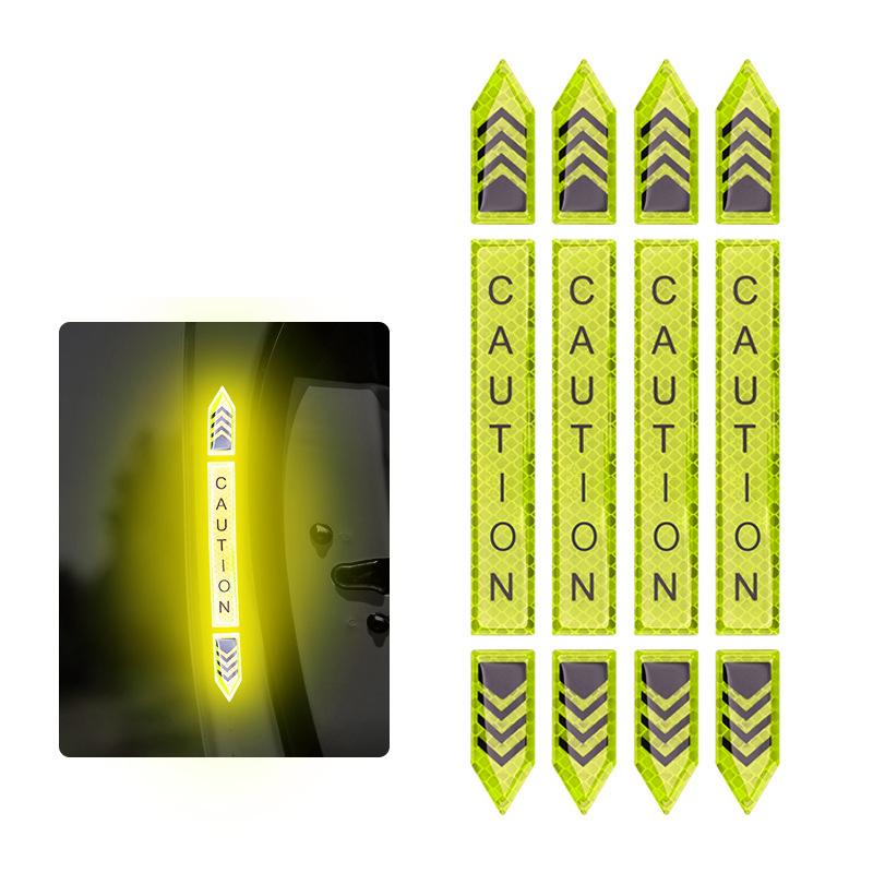 

4 шт., 28 см, предупреждающие о безопасности, светоотражающие наклейки, наклейки на дверь автомобиля, открытую ночь, напоминают, отражатель, полоса на задний бампер, защита от царапин 4pcs fluorescence