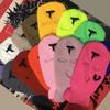 3-Hole Solid Color Embroidered Balaclava Knit Hat Face Mask Neck Gaiter Windproof Warm for Spring Fall Winter Daily Wear